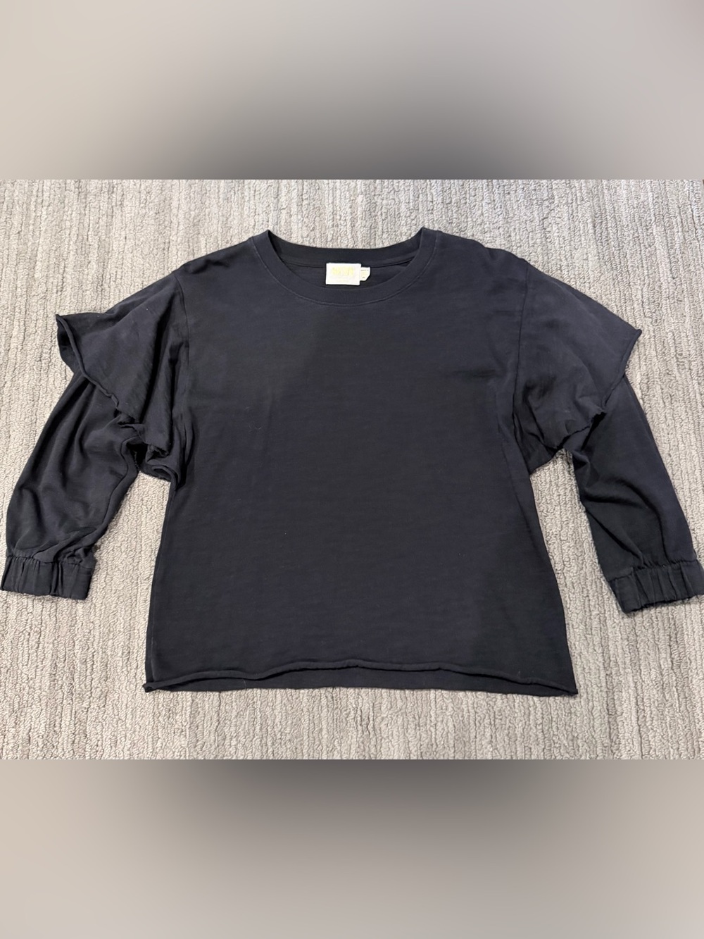 Nation Ltd. Black Ruffle Sleeve Women's Top